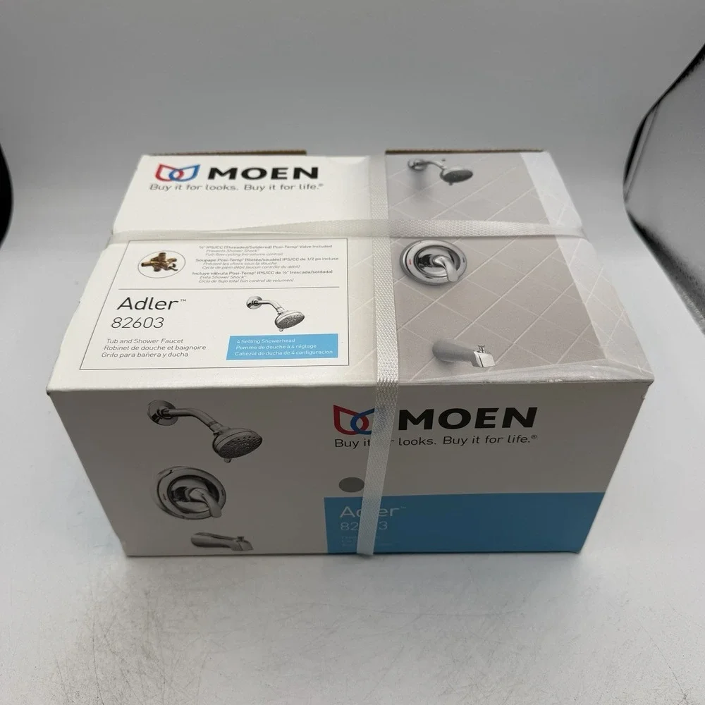 Moen 82603 Adler Tub Shower Faucet Posi-Temp Valve Included Chrome NEW OPEN BOX